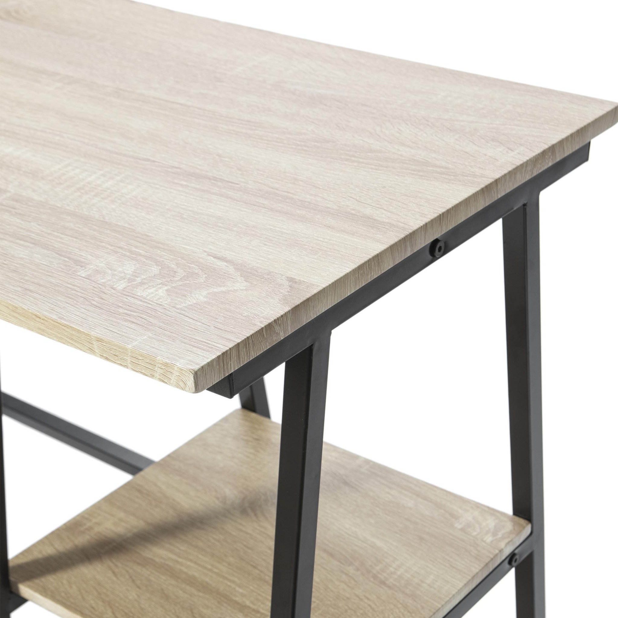 Voir la diapositive 4 : VS VENTA-STOCK Bureau Lisboa Noir, Table pour PC, Style Industriel, 105 cm Longueur