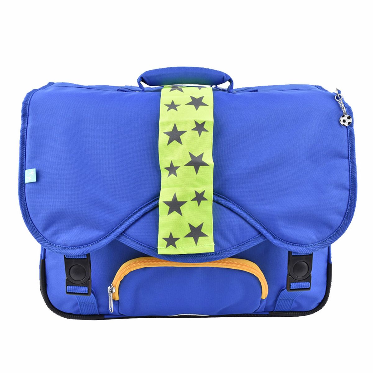 AUCHAN Cartable 41 cm CM1/CM2 bleu et jaune forme moderne