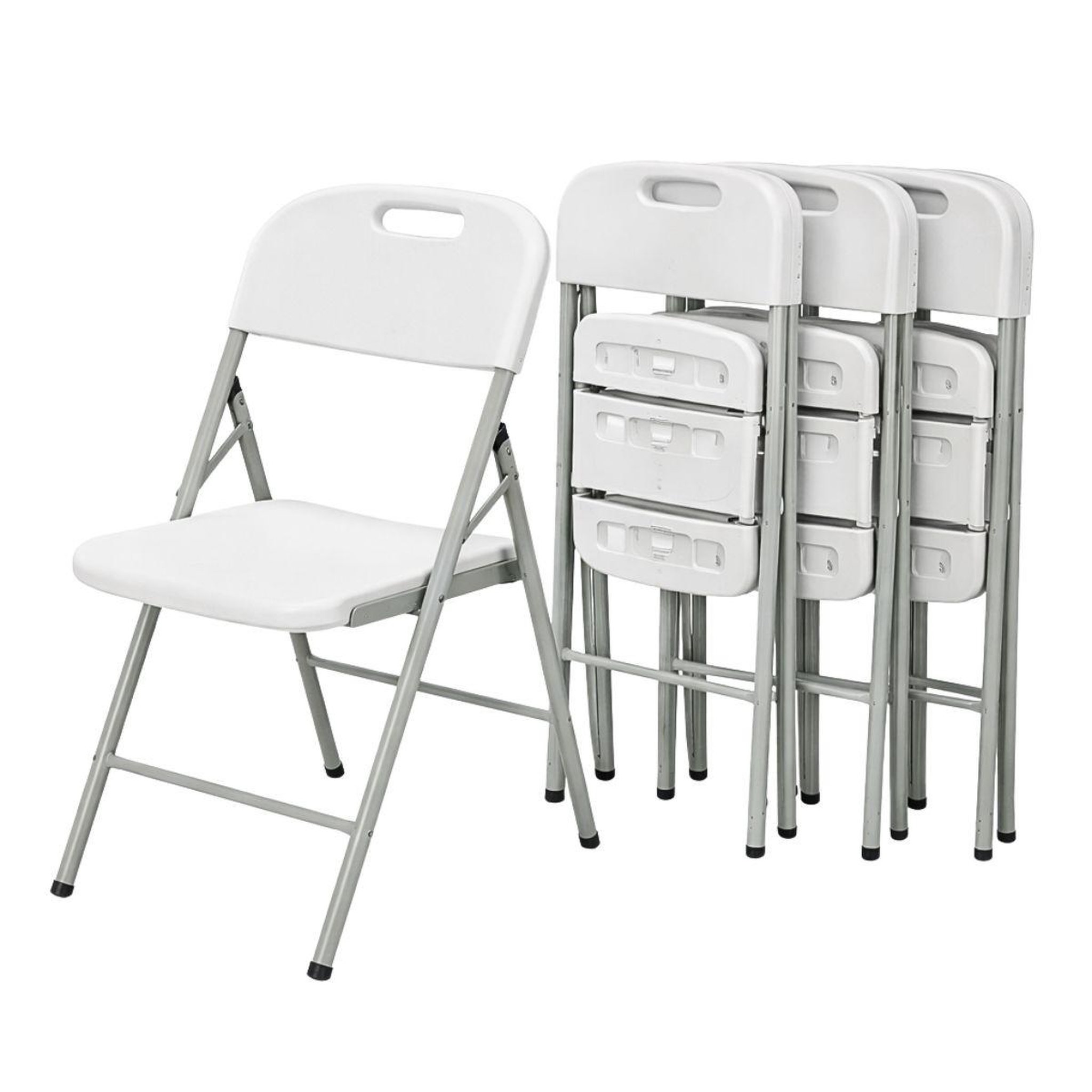 KZ GARDEN Lot de 4 chaises pliantes blanches plastique renforcé chaise d'appoint intérieur/extérieur jardin réception kzgarden