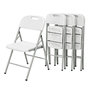 Voir la diapositive 1 : KZ GARDEN Lot de 4 Chaises pliantes blanches Plastique renforcé Chaise d'appoint Intérieur/Extérieur Jardin Réception KZGarden