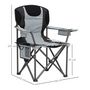 Voir la diapositive 3 : OUTSUNNY Chaise de camping pliante rembourrée - porte-gobelets, poches latérales rangement, sac isotherme - sac transport inclus - gris noir