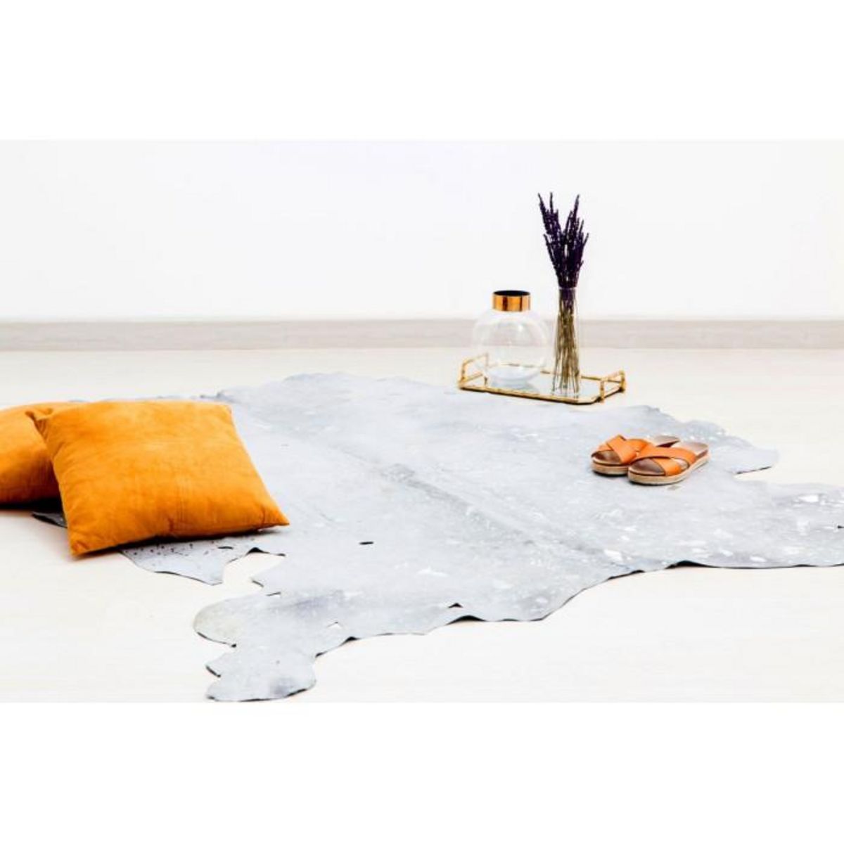 Paris Prix Tapis Peau de Vache  Fly  Gris & Argent