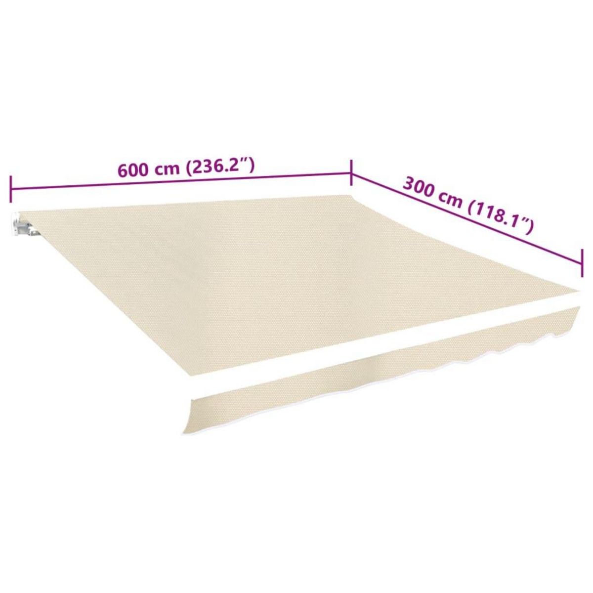 VIDAXL Toit d'auvent Toile Creme 6x3 m (Cadre non inclus)