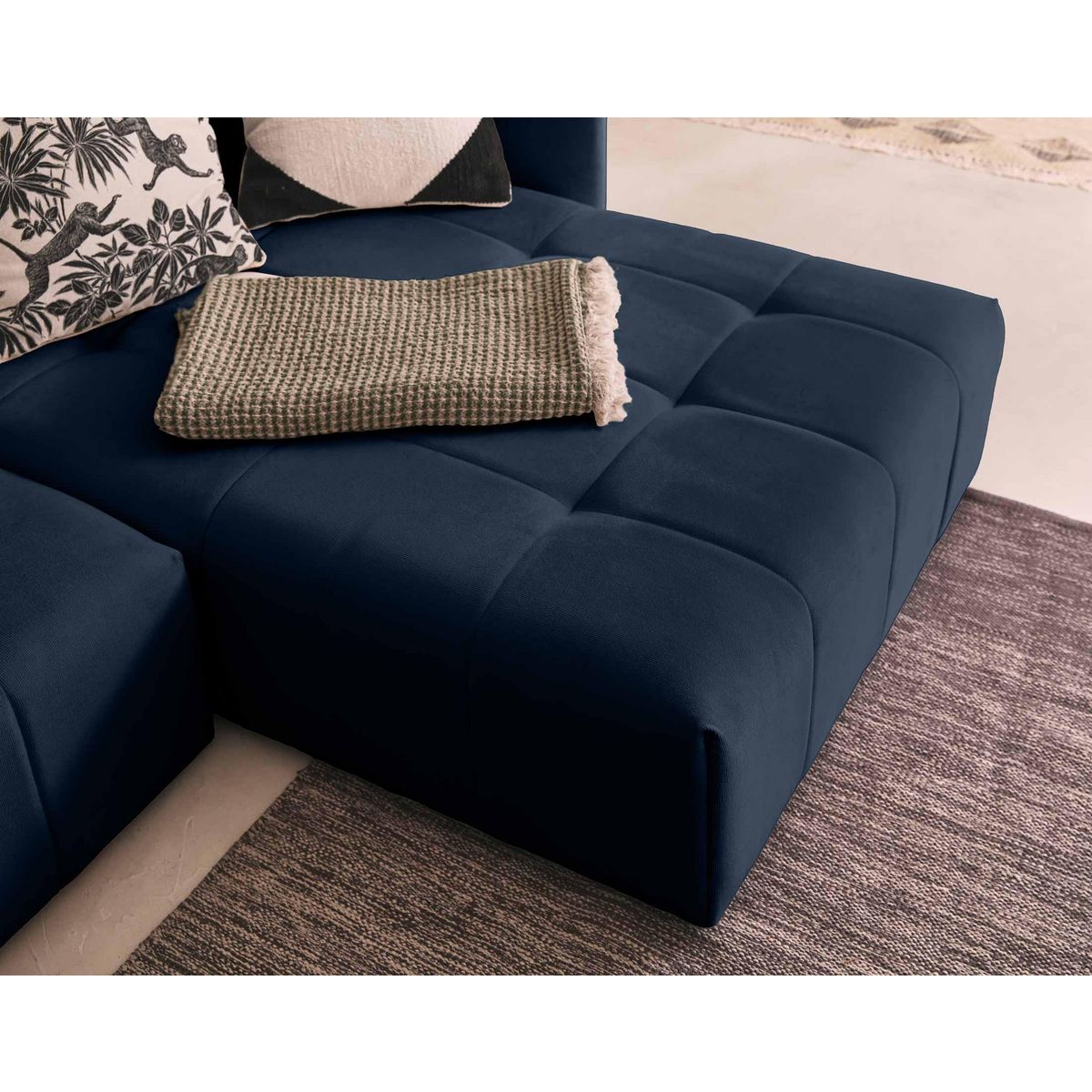 BEST MOBILIER Petra - canapé d'angle réversible - convertible avec coffre - 4 places - en velours