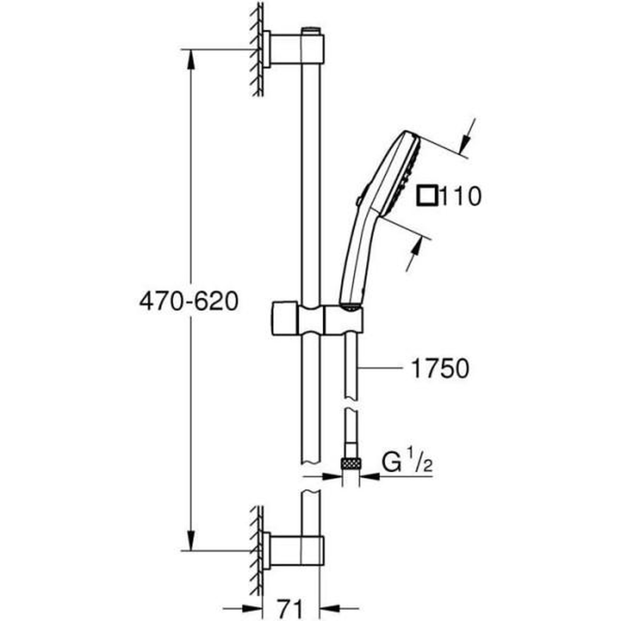 Voir la diapositive 3 : Grohe Ensemble de douche avec pommeau 2 jets, barre et flexible - GROHE Vitalio Comfort 110 26928001 - Sélection facile - Economie d'