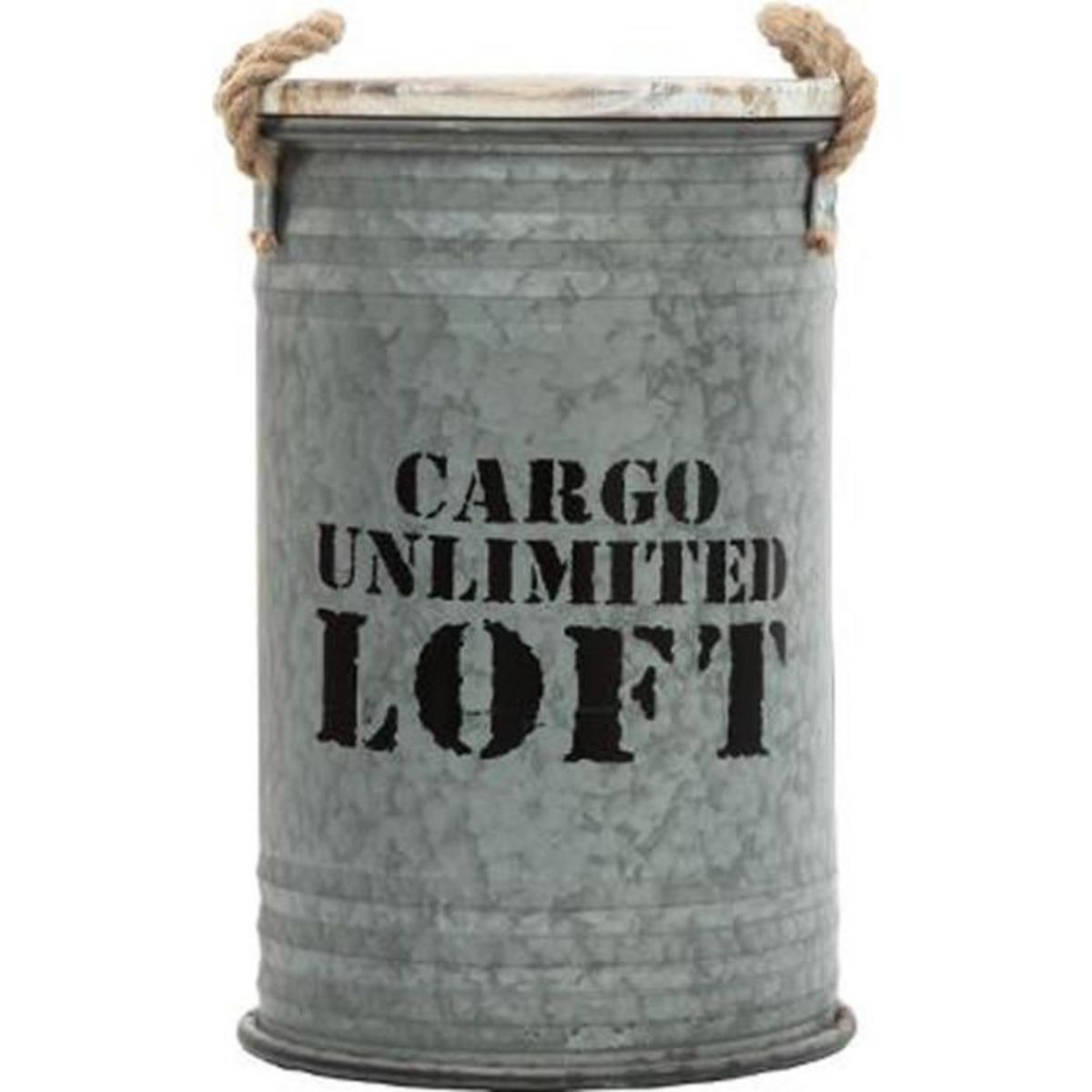 ATMOSPHERA Lot de 3 Coffres Bidon Design  Loft  51cm Gris