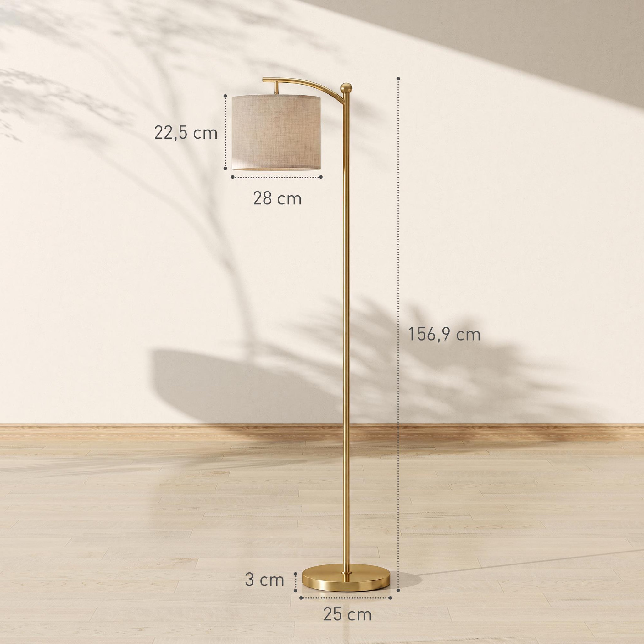 Voir la diapositive 3 : HOMCOM Lampadaire dimmable h.60 cm 2 températures de couleur timer 60 min télécommande doré