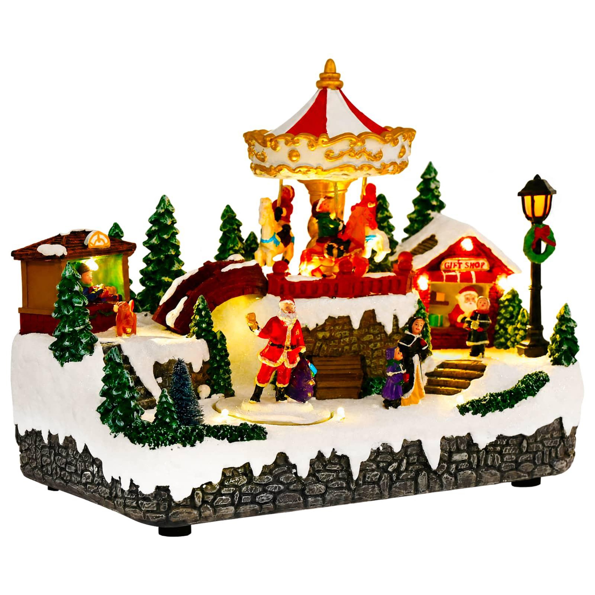 VIDAXL Scene de village de Noël avec carrousel SALO