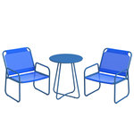 OUTSUNNY Ensemble salon de jardin 3 pcs 2 fauteuils et table ronde bleu
