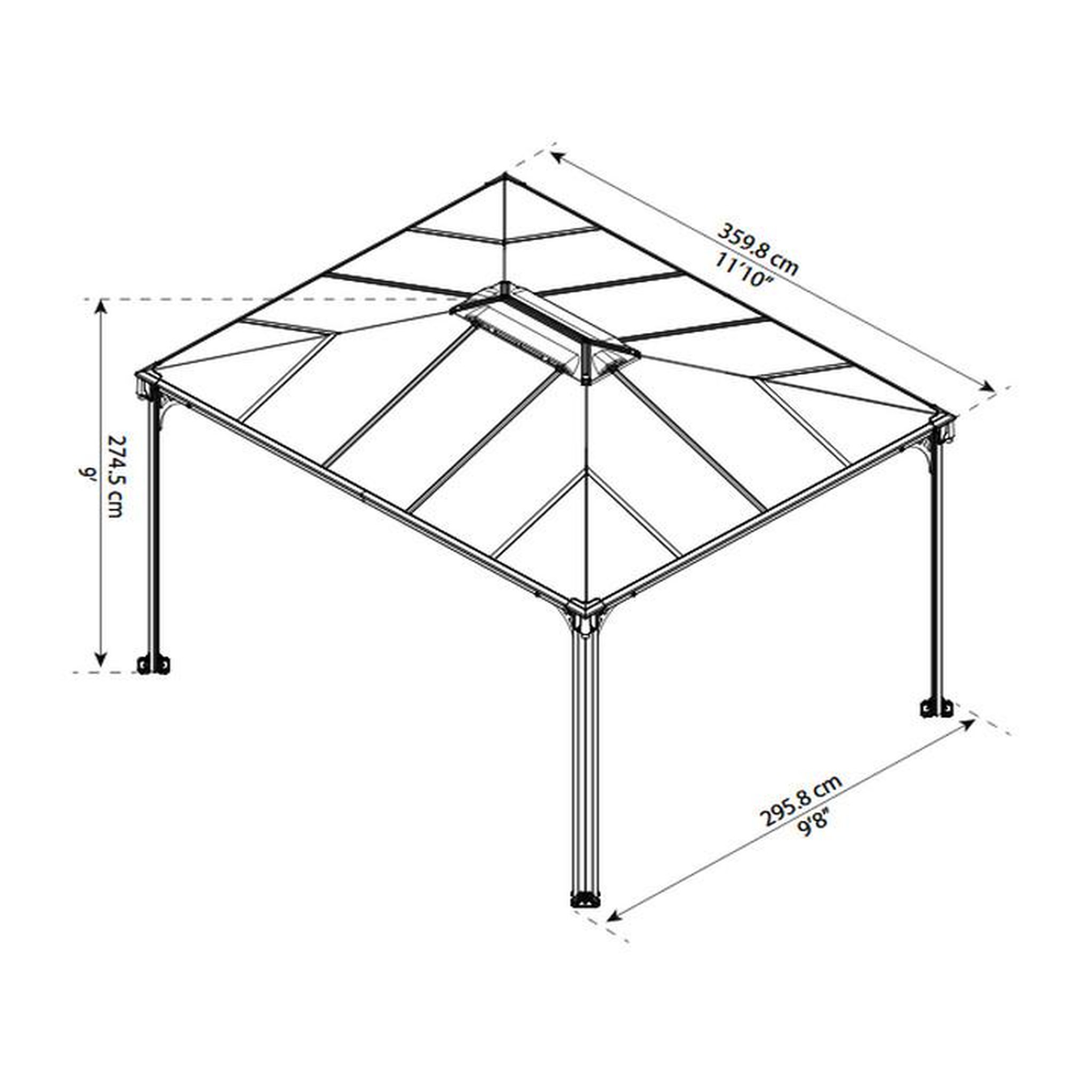 Voir la diapositive 2 : Palram Gazébo tonnelle 10.6m² gris anthracite - 705231