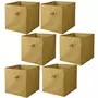 TOILINUX Lot de 6 cubes de rangement pliables en tissus avec poignée - 30x30x30cm - Jaune Ananas