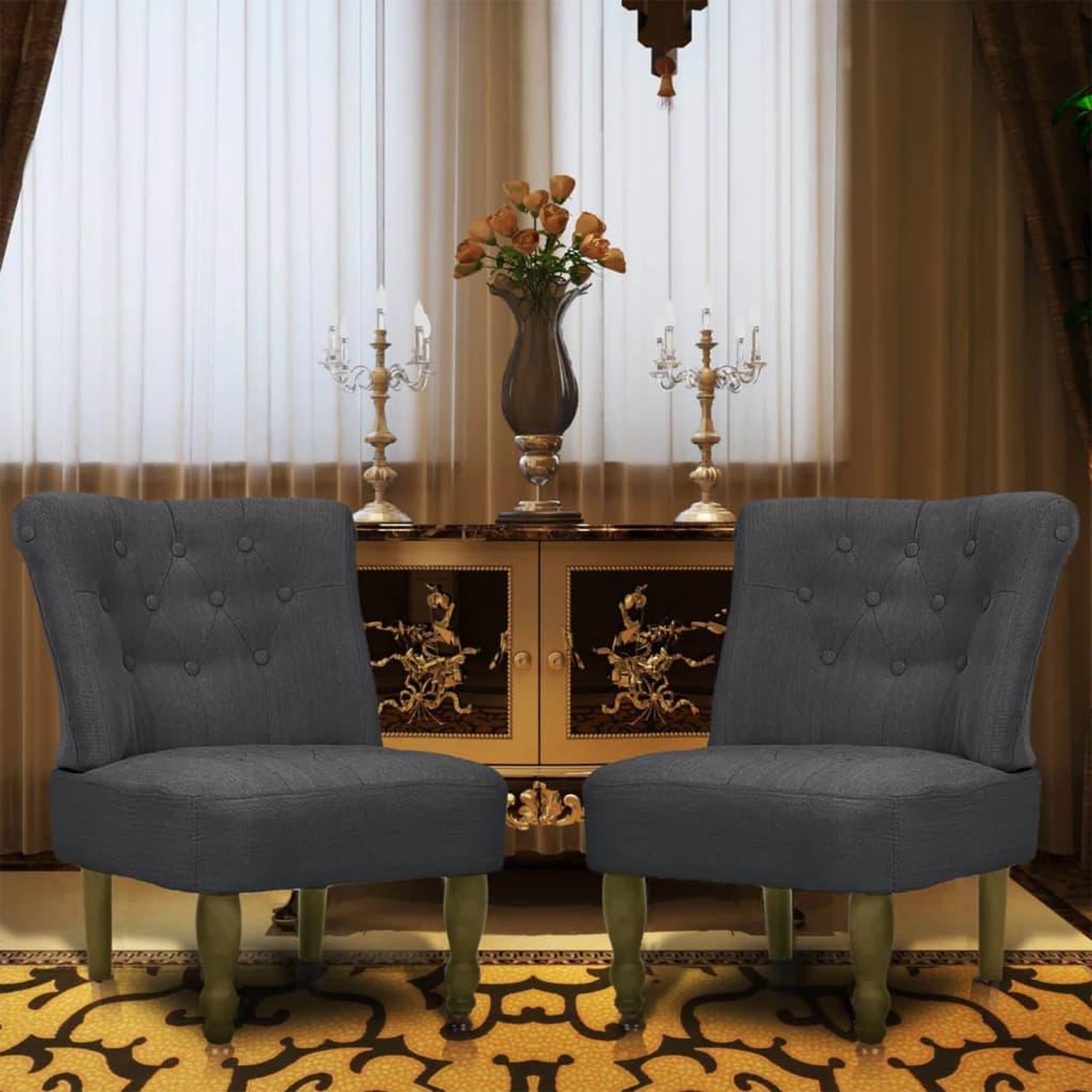 Voir la diapositive 1 : VIDAXL Chaises en style français lot de 2 gris tissu