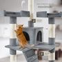 Voir la diapositive 5 : tectake Arbre à chat 170 cm avec griffoir et plateforme d'escalade gris