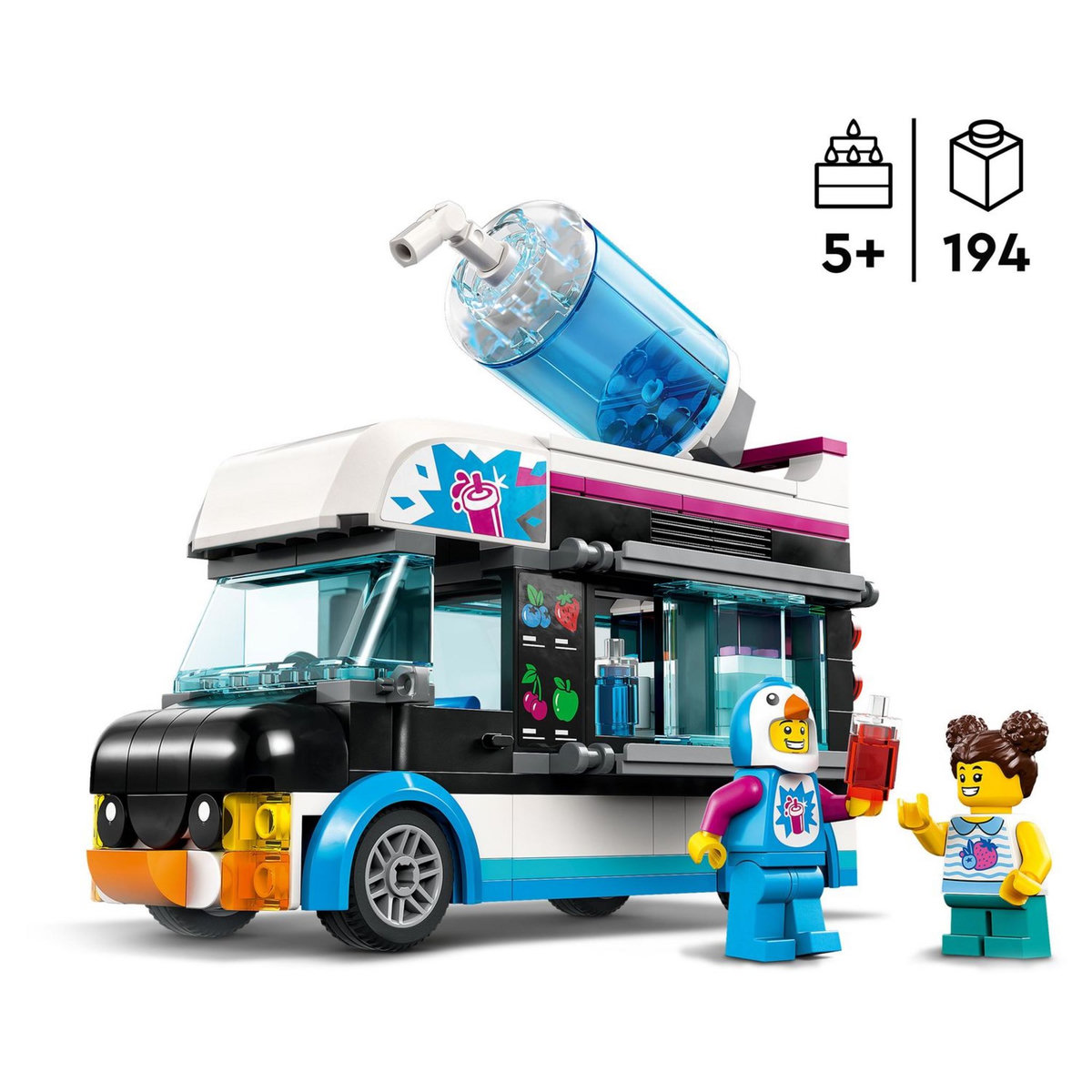 LEGO City 60384 Le camion à granités du pingouin, Jouet Camion pour Enfants de 5 Ans, Jeu de Véhicule d'Été avec Figurines
