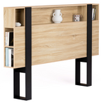 ID MARKET Tête de lit sur pied PHOENIX 160 cm avec rangements bois et noir