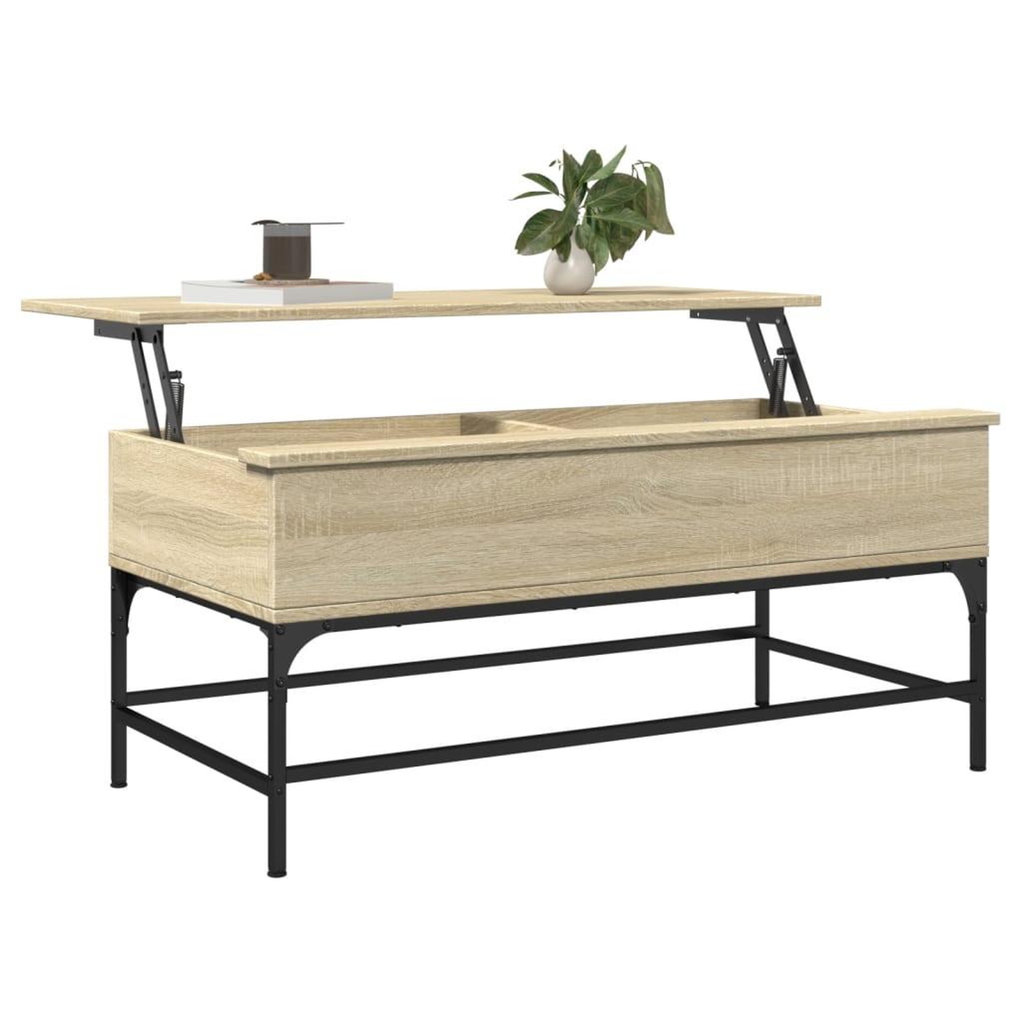 Voir la diapositive 4 : VIDAXL Table basse chene sonoma 100x50x45cm bois d'ingenierie et metal