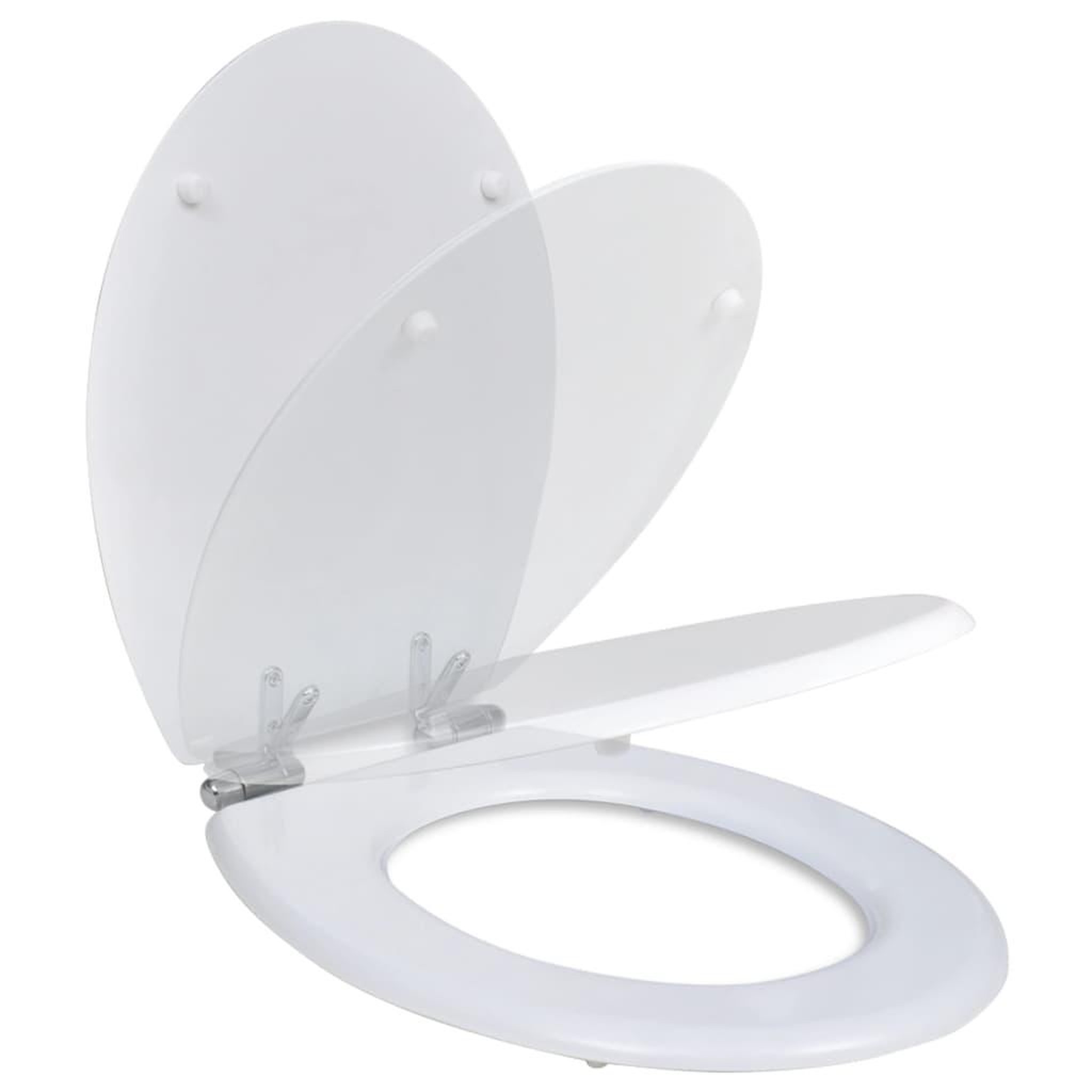 Voir la diapositive 2 : VIDAXL Siege de toilette MDF Couvercle a fermeture en douceur Blanc
