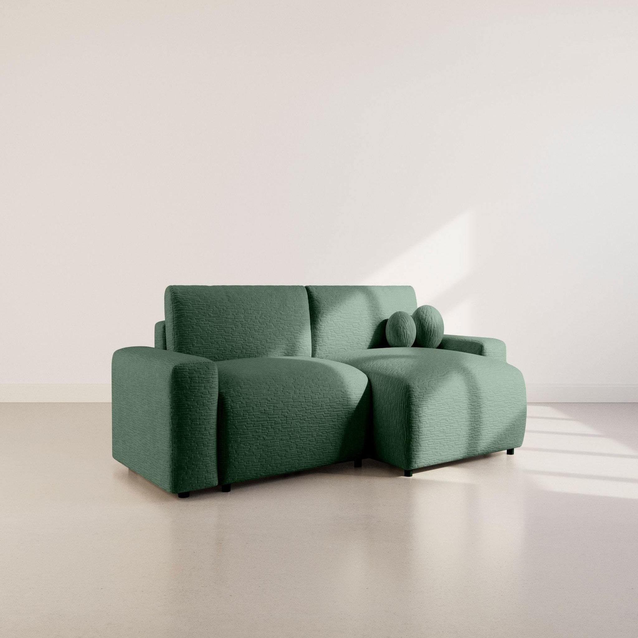 Voir la diapositive 2 : BEST MOBILIER Constance - canapé d'angle réversible 4 places convertible avec coffre en velours gaufré