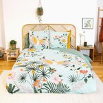 COTE DECO Housse de couette 260x240 KUSMI + 2 taies 100% coton adouci 57 fils/cm2