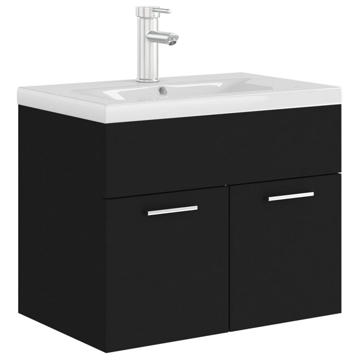 VIDAXL Armoire d'evier avec lavabo integre Noir Agglomere