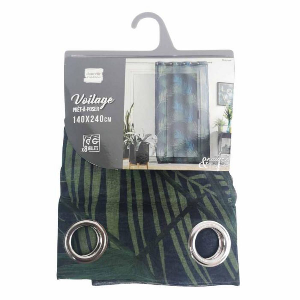 Paris Prix Rideau Voilage à Oeillets  Malyssa  140x240cm Gris