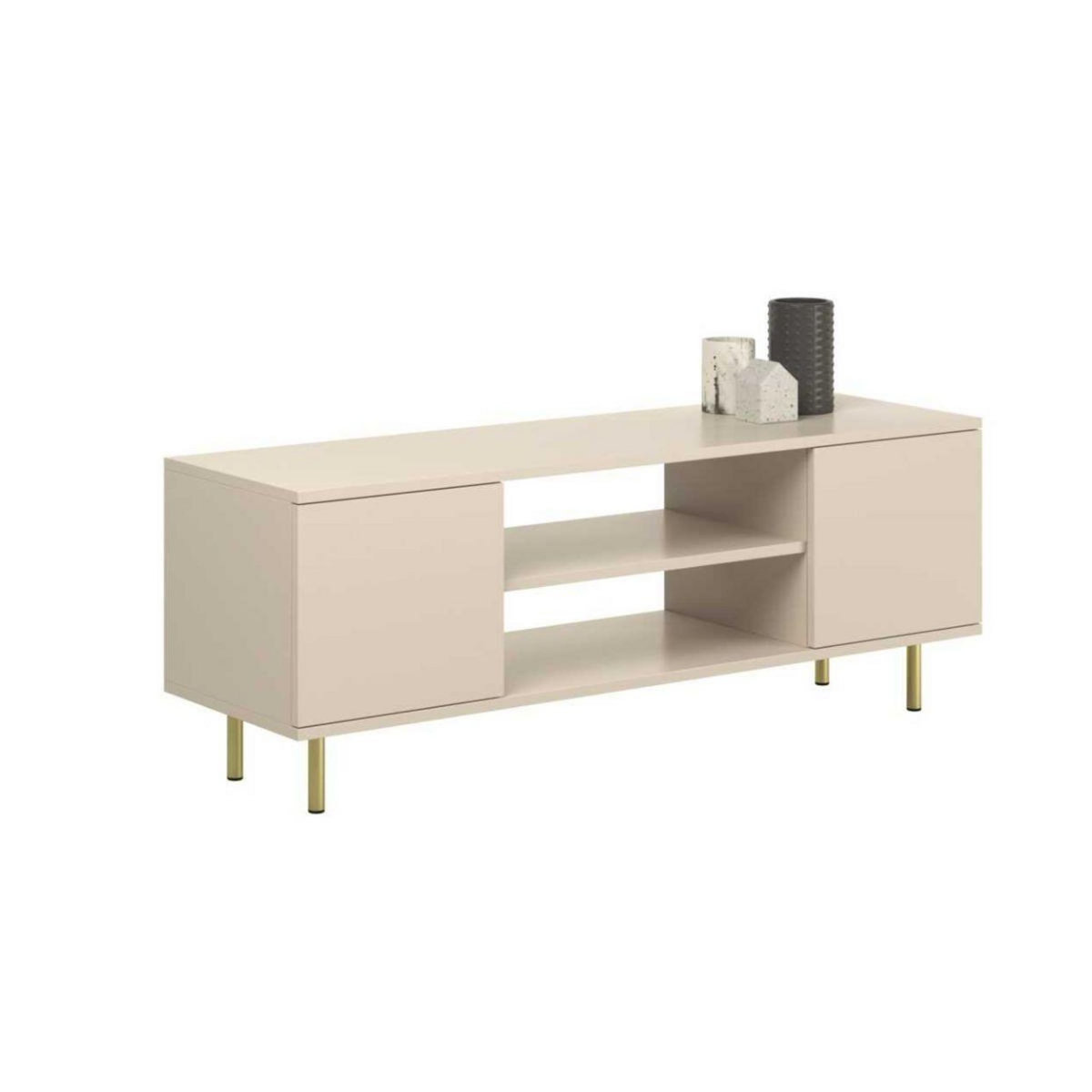 KOBI Meuble TV FOCUS 155 cm en Cachemire Doré - Élégance et Fonctionnalité pour Votre Salon