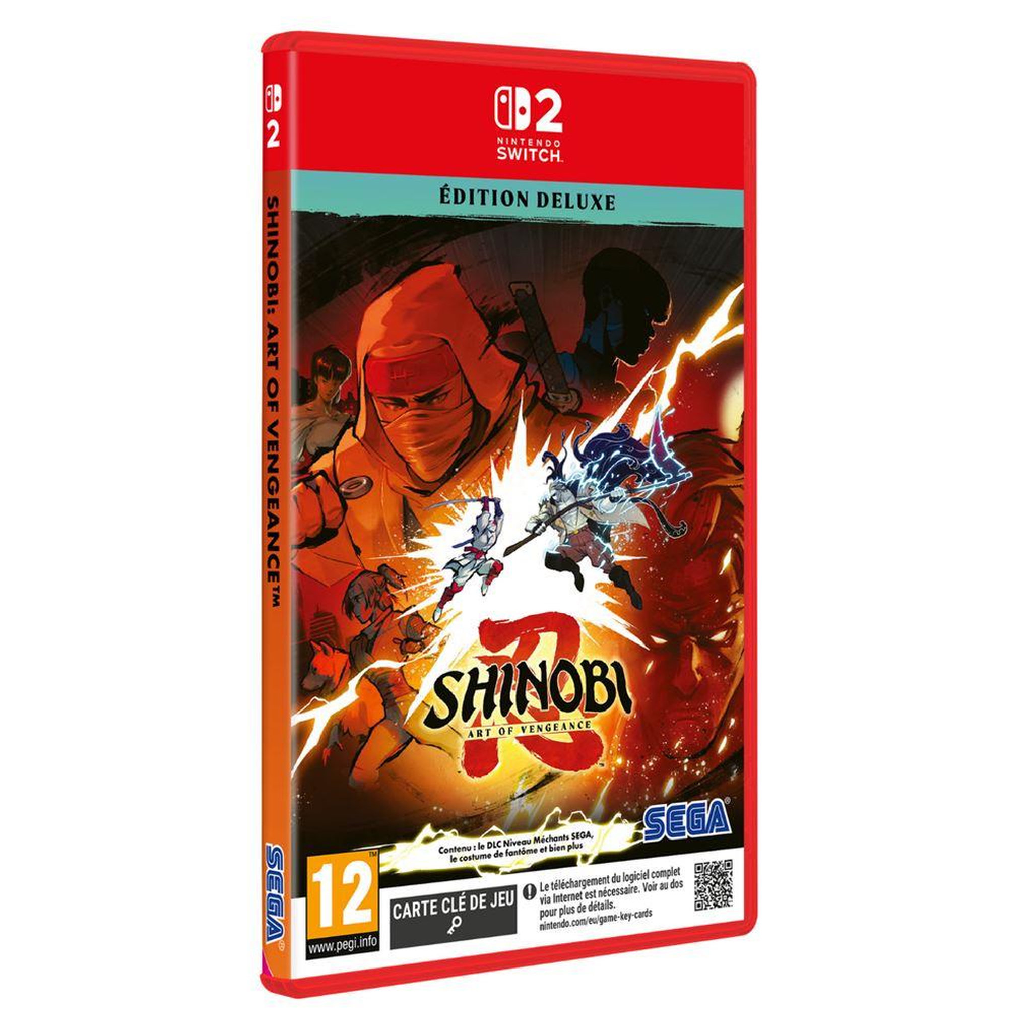 Sega Jeu vidéo CD : SHINOBI: Art of Vengeance Edition Deluxe sur Nintendo Switch 2, action 2D, Joe Musashi, arts ninja et combats précis, PEGI 12