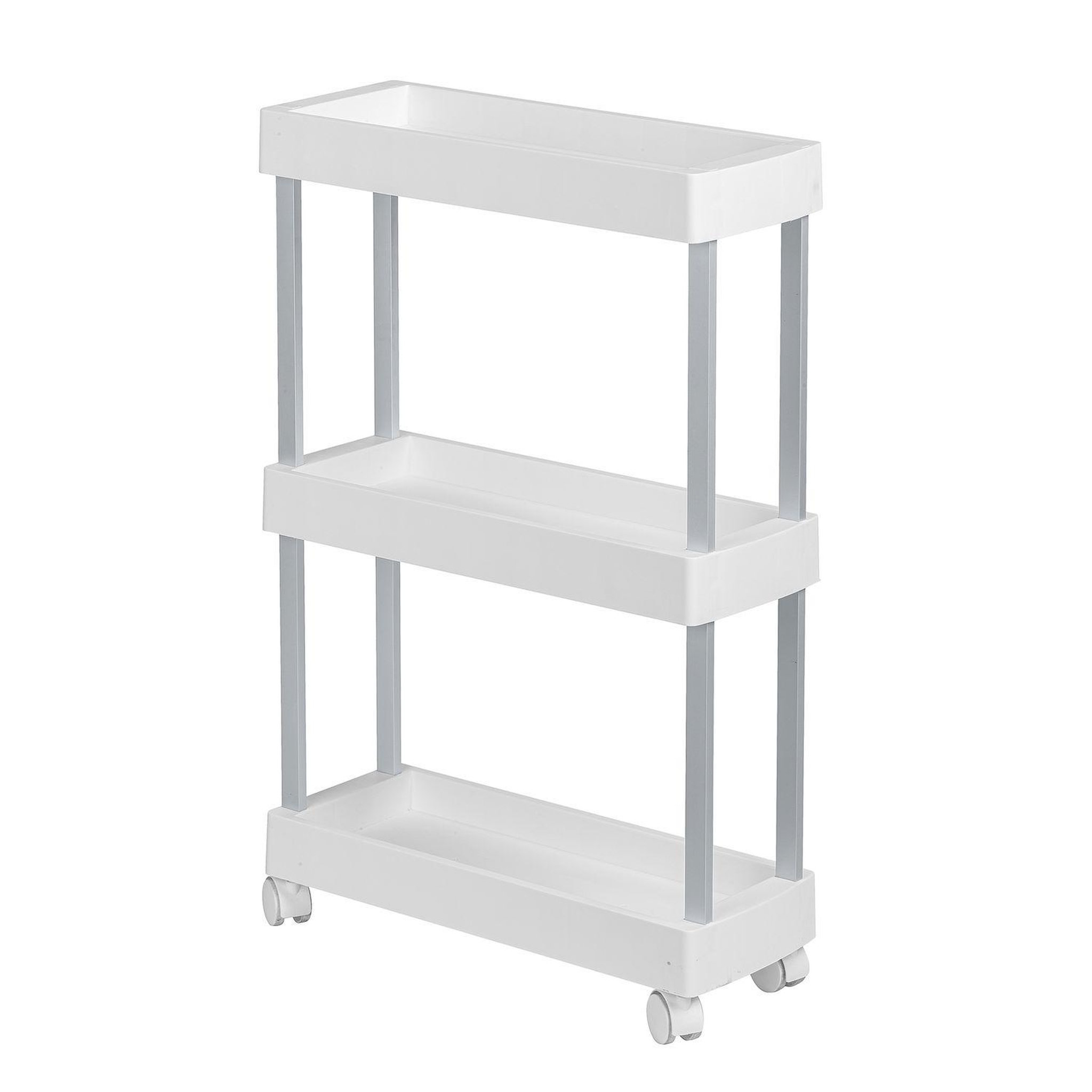 Voir la diapositive 1 : Wenko Desserte 4 roulettes avec 3 étages de rangement en polypropylène - Blanc