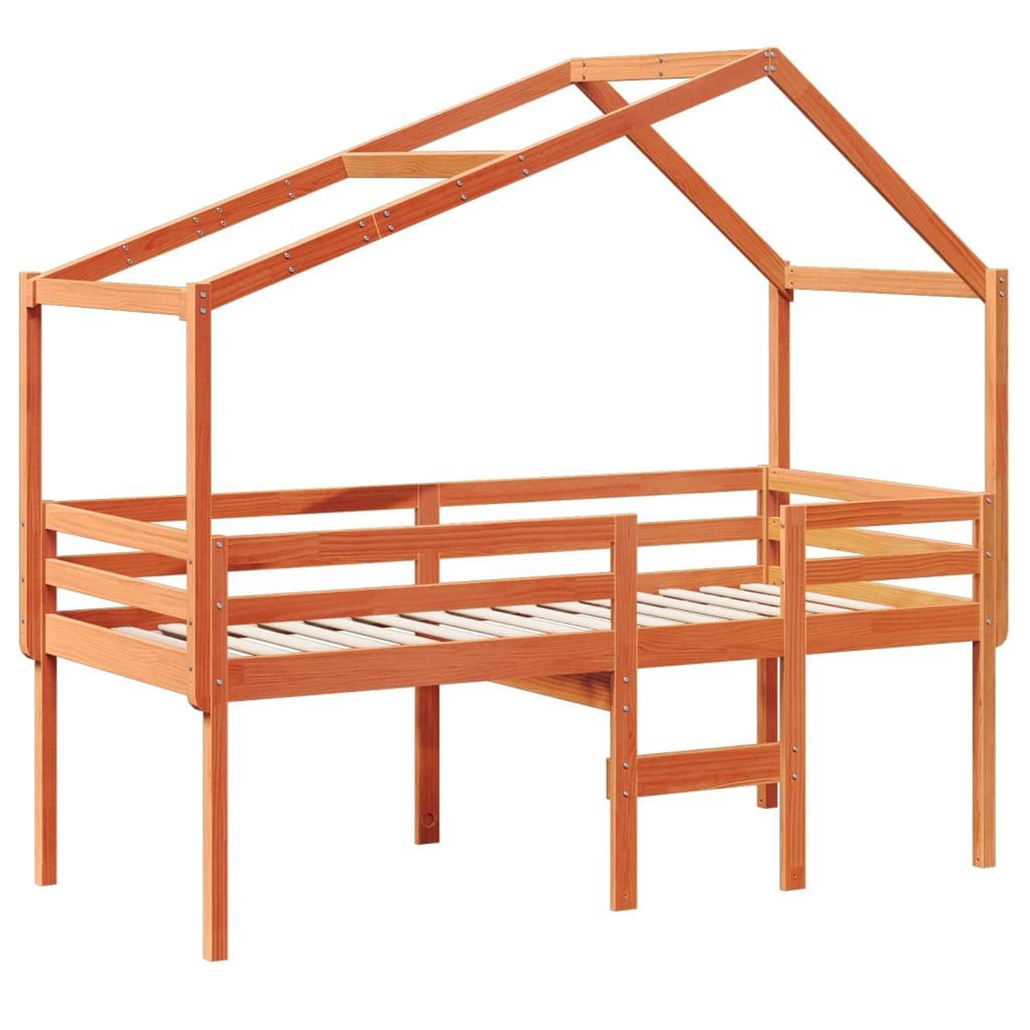 Voir la diapositive 3 : VIDAXL Lit haut sans matelas cire marron 80x200 cm bois de pin massif