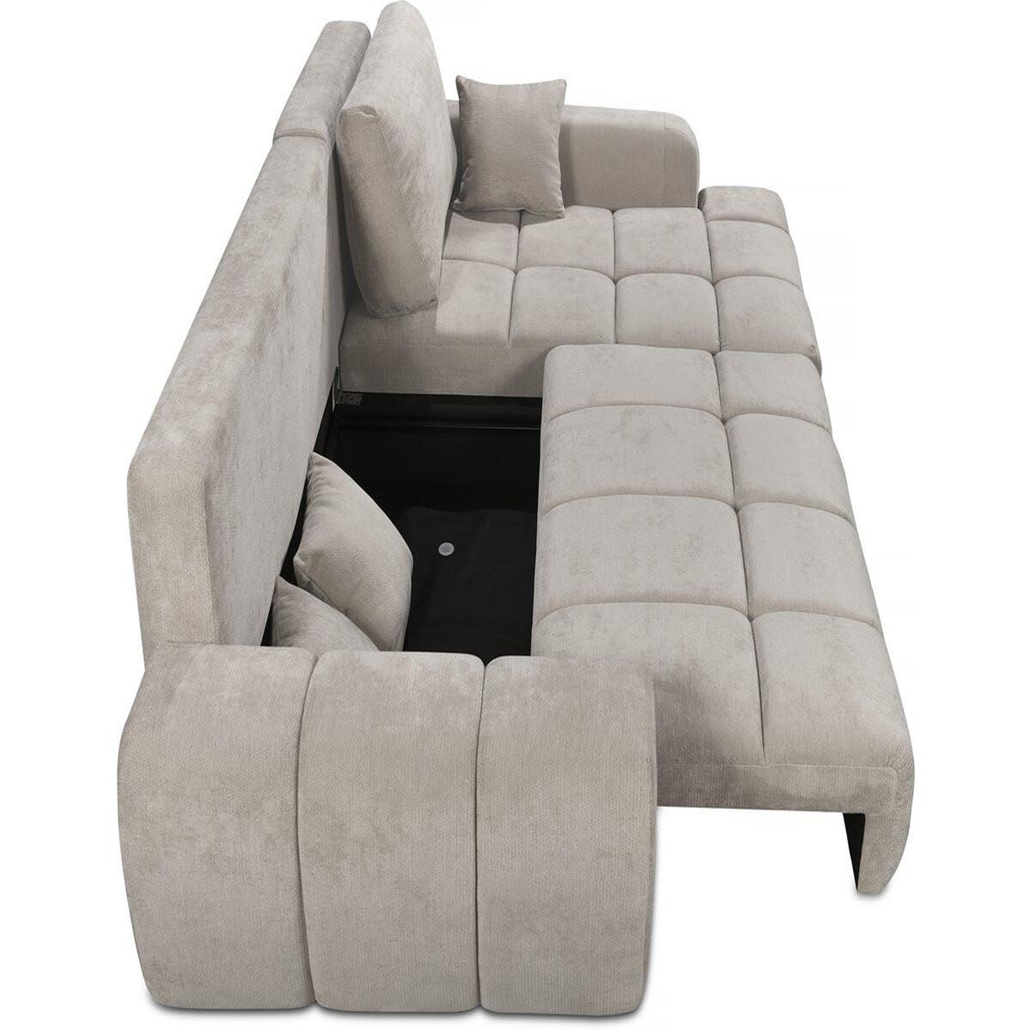 Voir la diapositive 3 : Habitat et Jardin Canapé d'angle droit convertible en tissu chenille  Verneuil  - 3 places - Beige