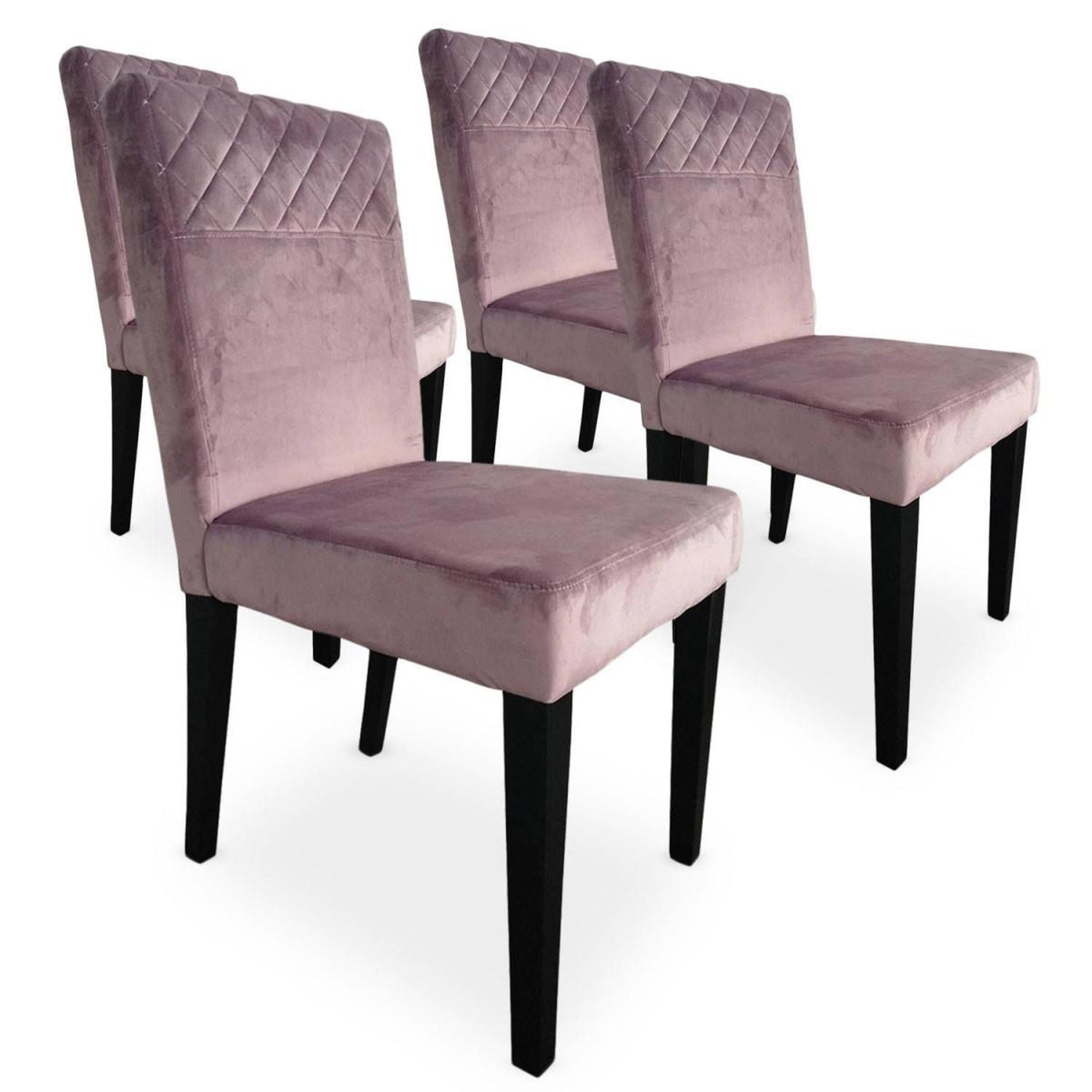Voir la diapositive 2 : Paris Prix Lot de 4 Chaises Velours  Pipam  82cm Rose