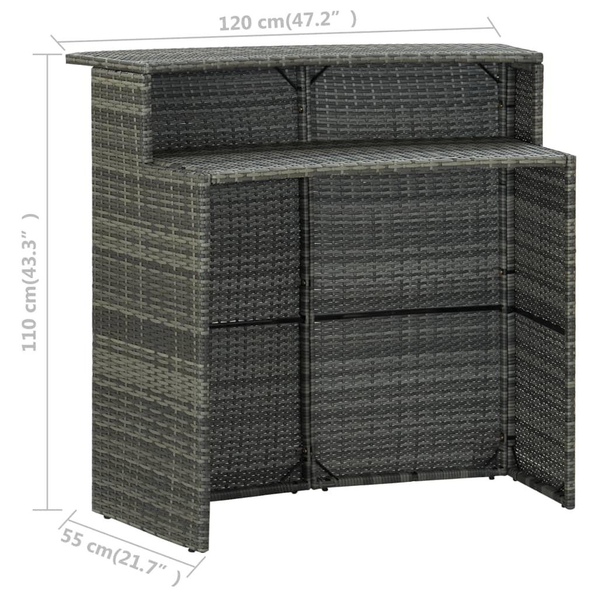 Voir la diapositive 6 : VIDAXL Table de bar de jardin Gris 120x55x110 cm Resine tressee