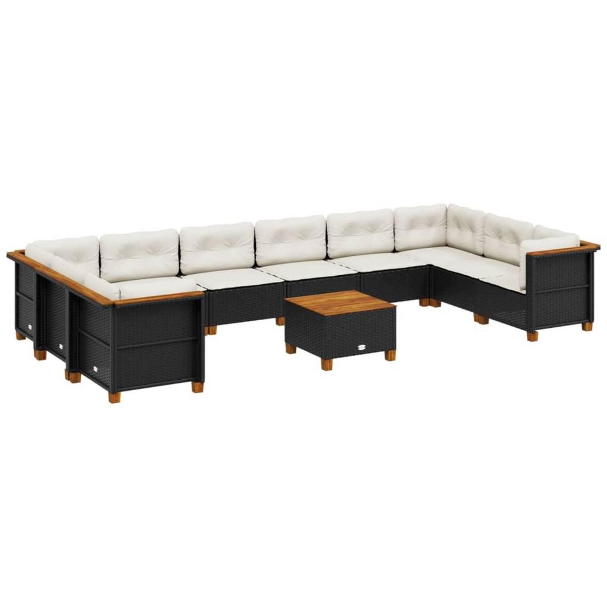 VIDAXL Salon de jardin 11 pcs avec coussins noir resine tressee