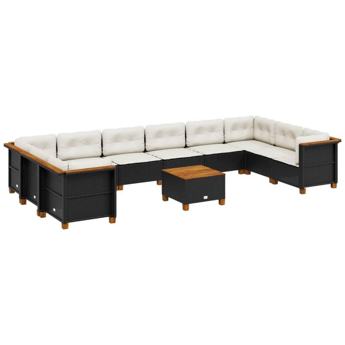 VIDAXL Salon de jardin 11 pcs avec coussins noir resine tressee
