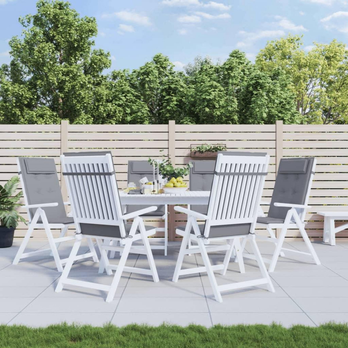 VIDAXL Coussins de chaise a dossier haut lot de 6 gris tissu oxford