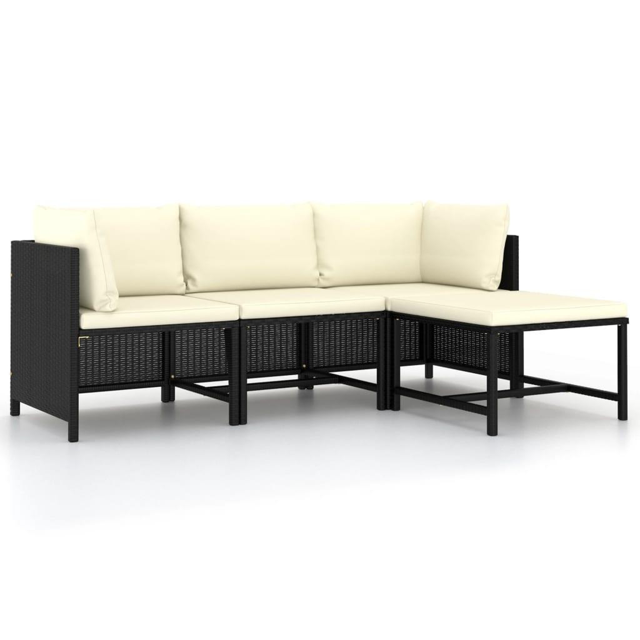 Voir la diapositive 1 : VIDAXL Canapes de jardin 4 pcs avec coussins Noir Resine tressee