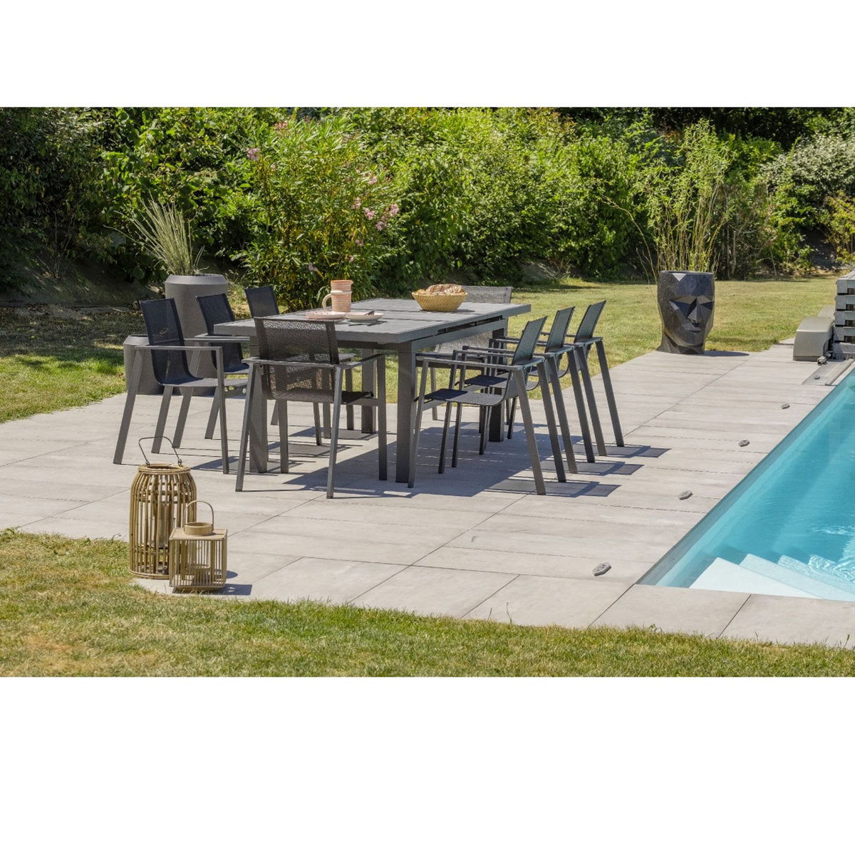 DCB GARDEN Salon de jardin 6 personnes céramique aluminium VENISE