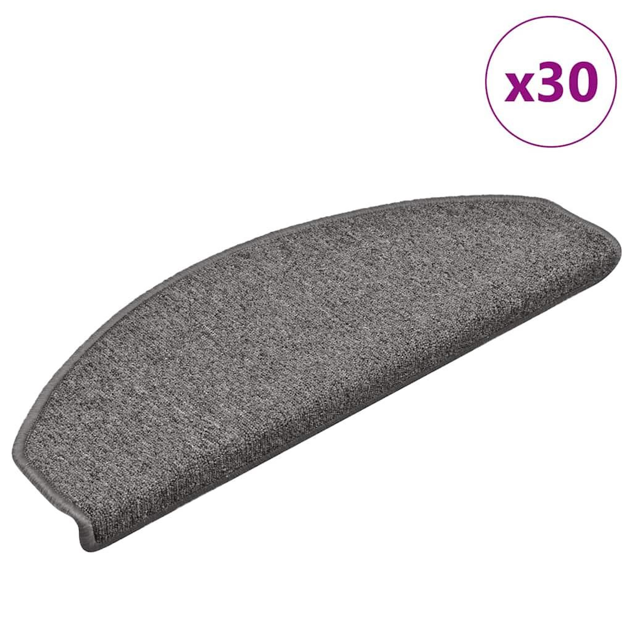 VIDAXL Tapis d'escalier 30 pcs gris fonce 65x24x4 cm