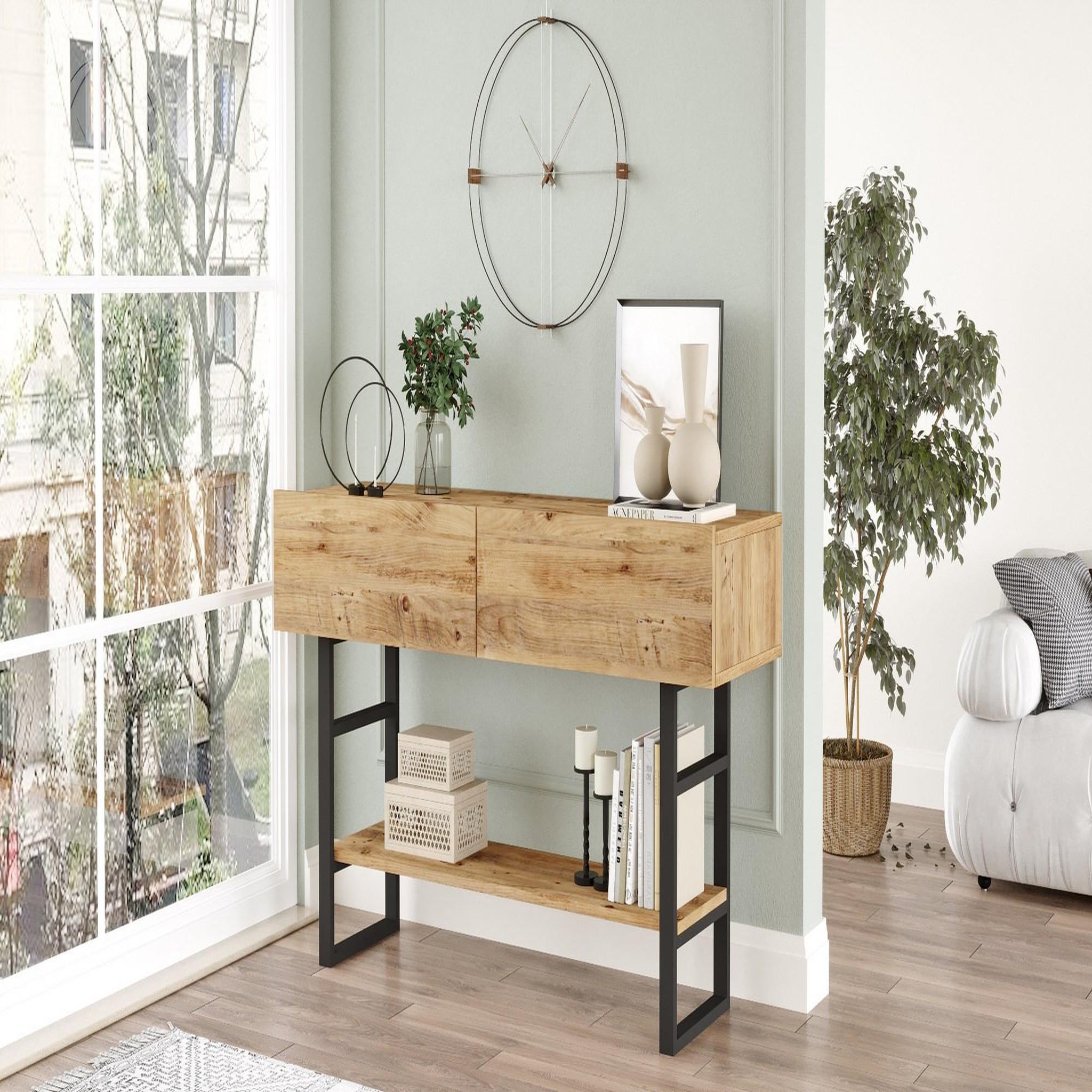 Voir la diapositive 4 : Habitat et Jardin Console en bois  ml23  - 138 x 43 x 75 cm - beige