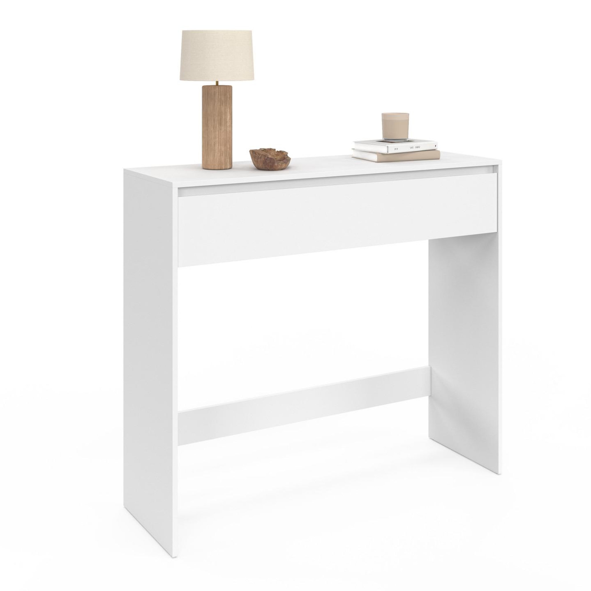 ID MARKET Console 1 tiroir tomi bois blanc