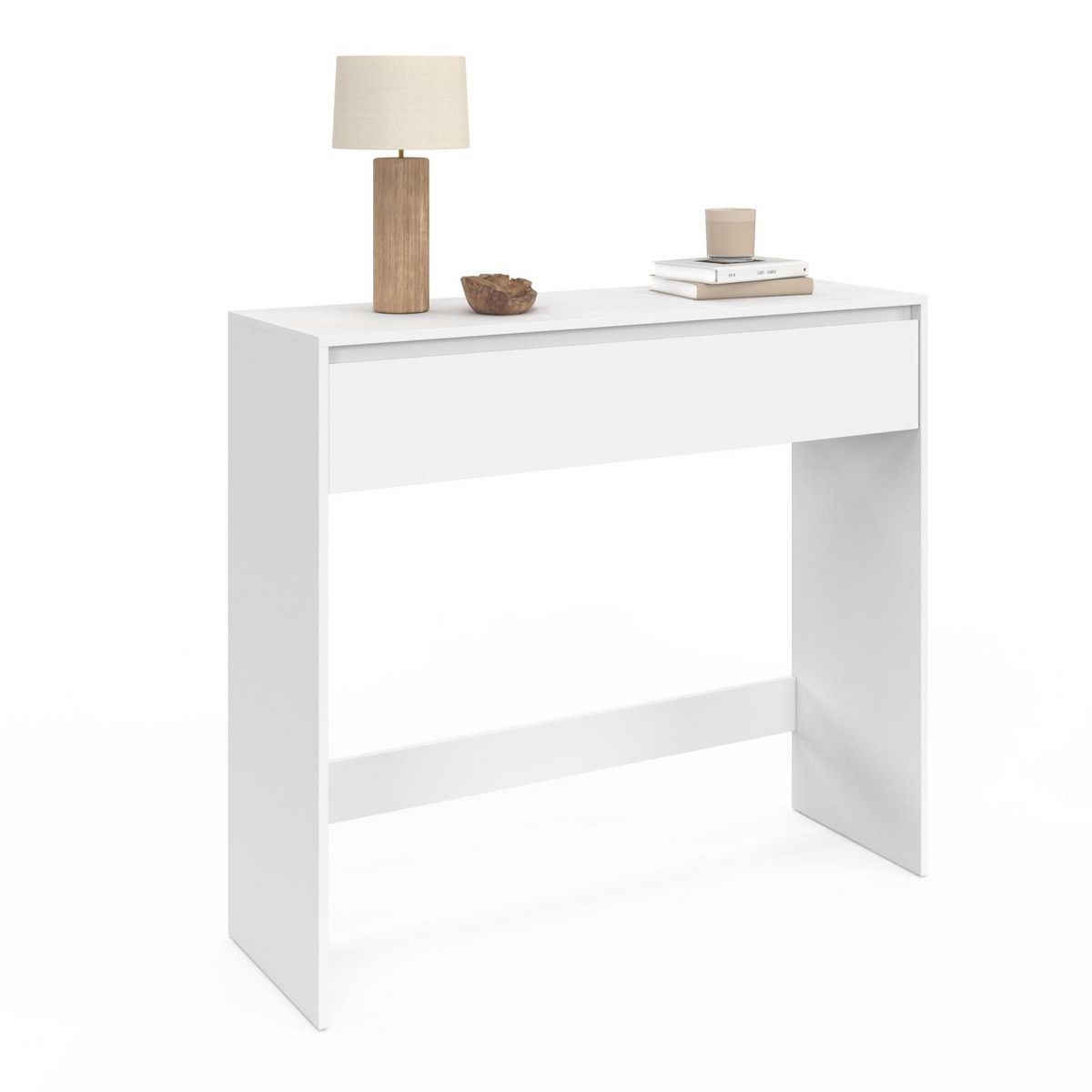 ID MARKET Console 1 tiroir TOMI bois blanc