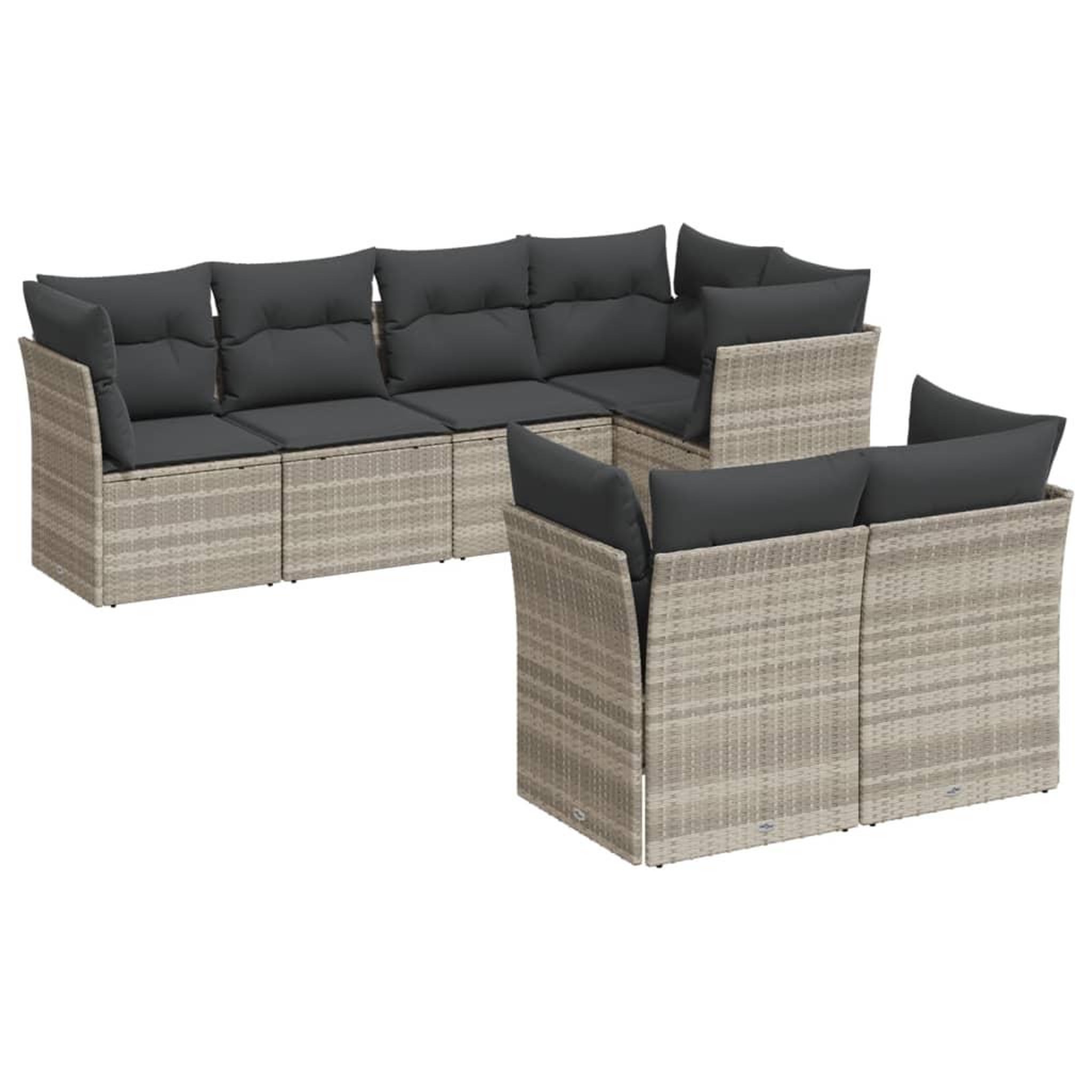 Voir la diapositive 2 : VIDAXL Salon de jardin avec coussins 7 pcs gris clair resine tressee