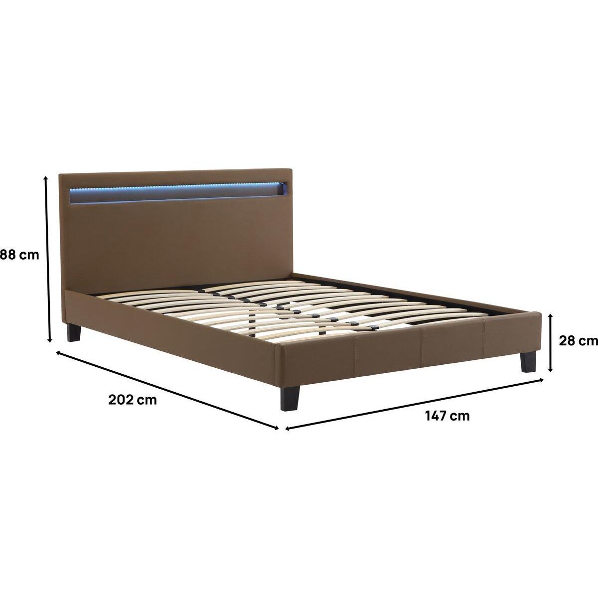 Habitat et Jardin Lit LED  Maria  - 140 x 190 cm - Taupe