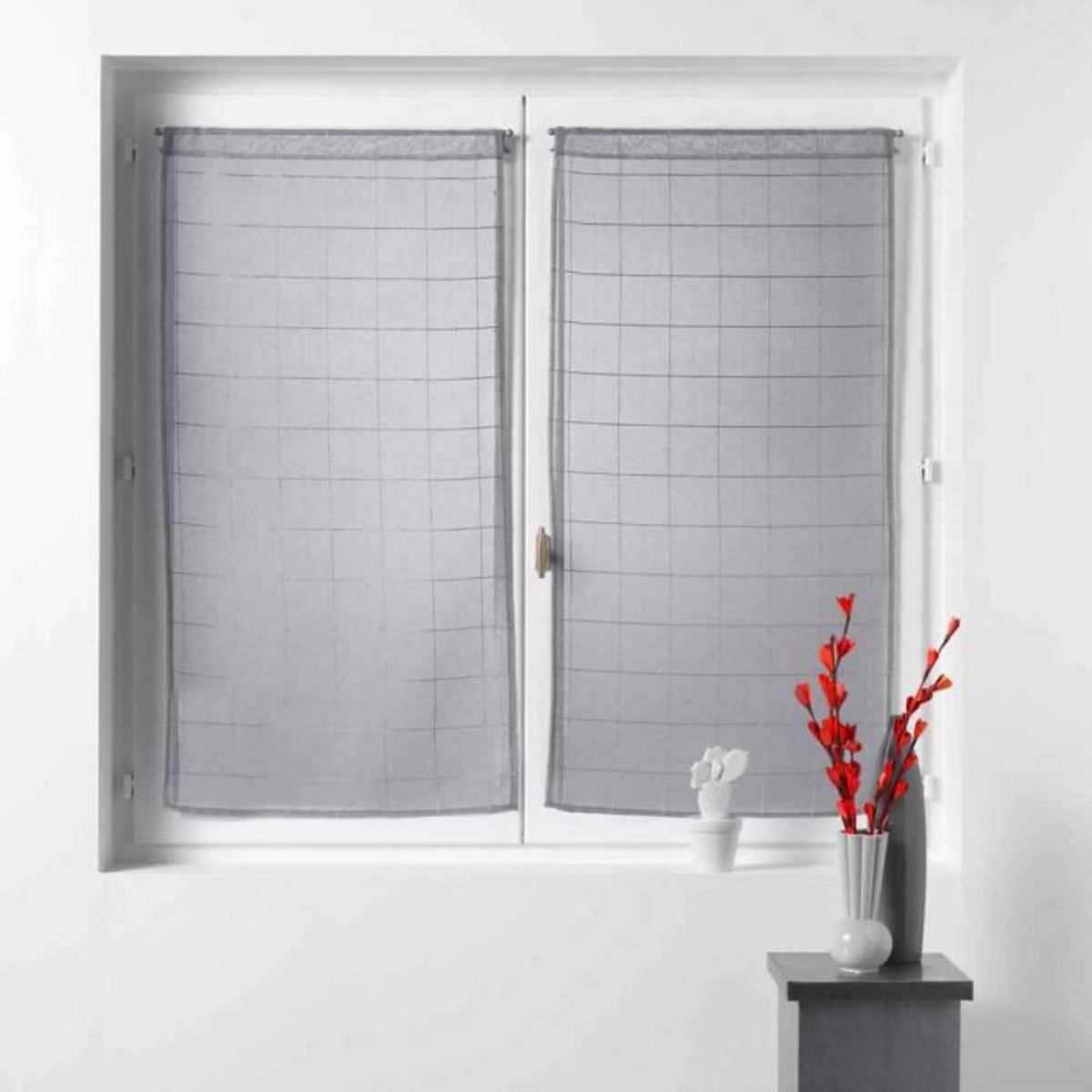 Paris Prix Paire de Voilages  Eulalie  60x90cm Gris