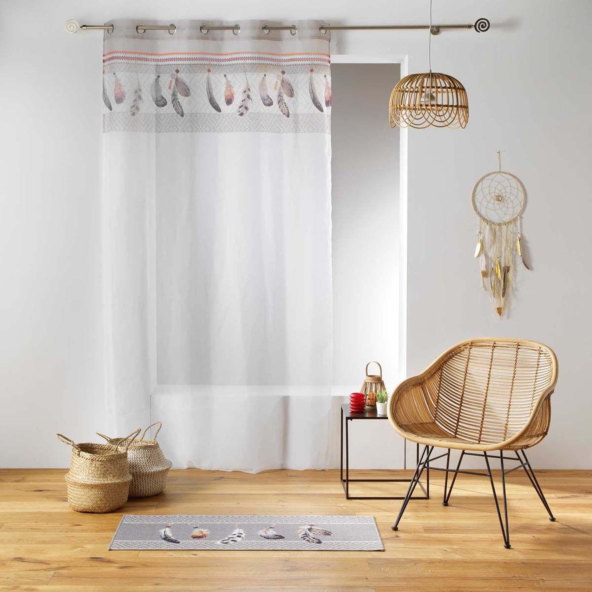 Douceur d'Intérieur Rideau voilage à œillets  ikaplume  140x240cm blanc