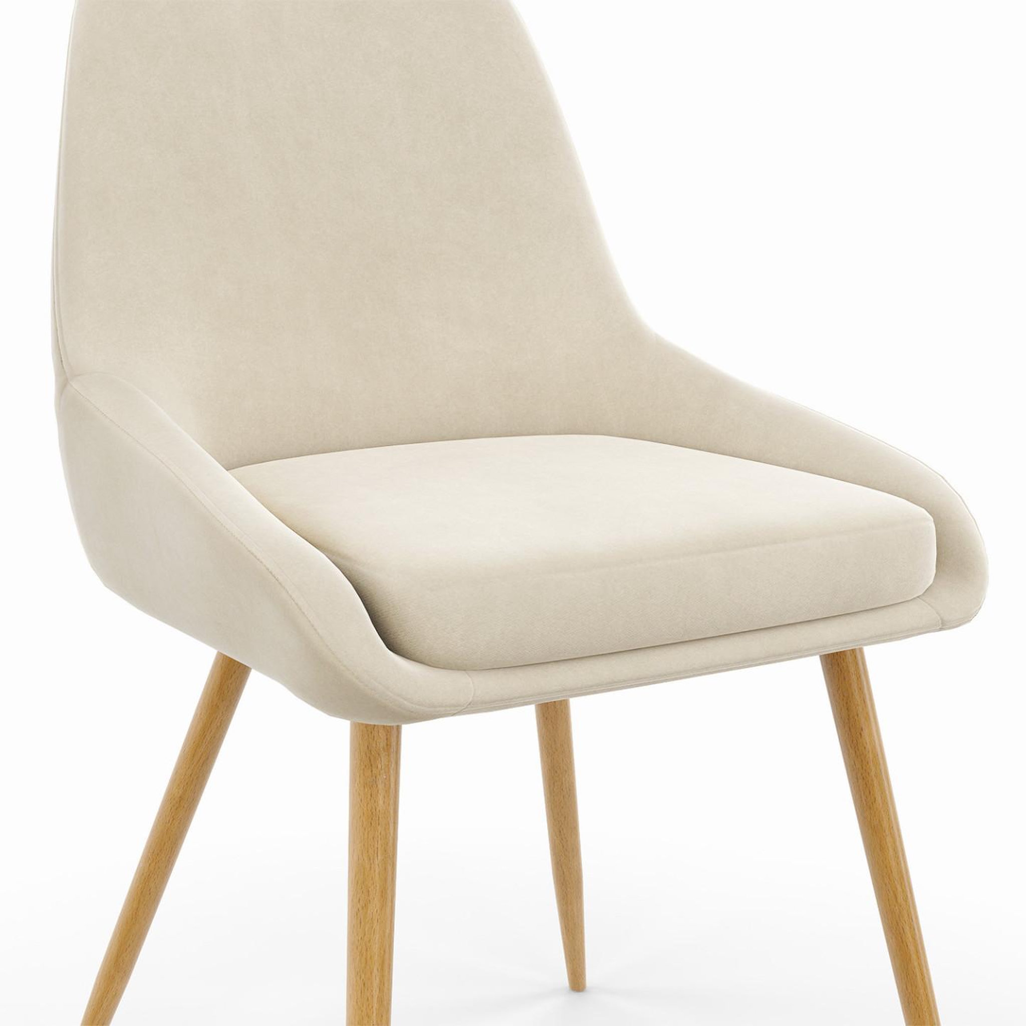 Voir la diapositive 6 : ID MARKET Lot de 6 chaises de salle à manger thalya en velours beige et pieds effet bois avec accoudoirs