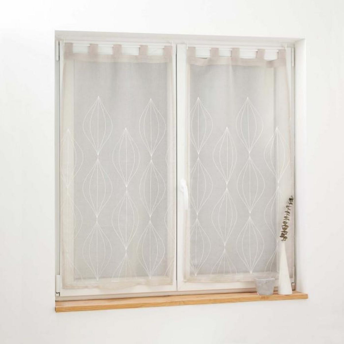 Paris Prix Paire de Voilages Brodés  Galactee  60x90cm Taupe