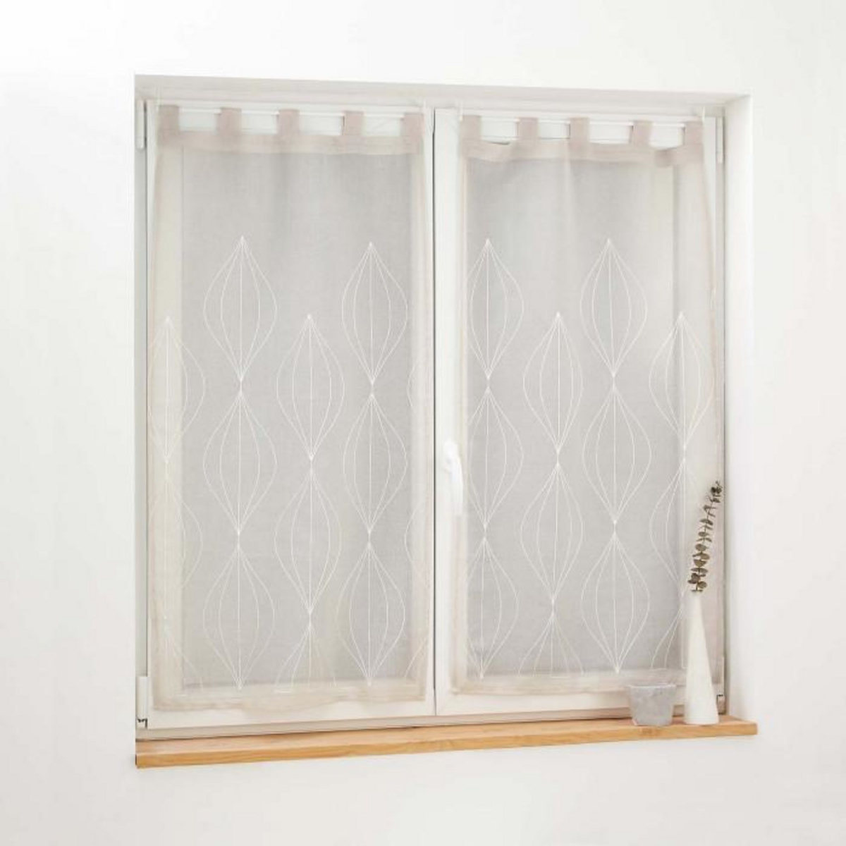 Paris Prix Paire de Voilages Brodés  Galactee  60x90cm Taupe