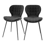 Rendez vous déco Lot de 2 chaises en velours noir-Mazzia