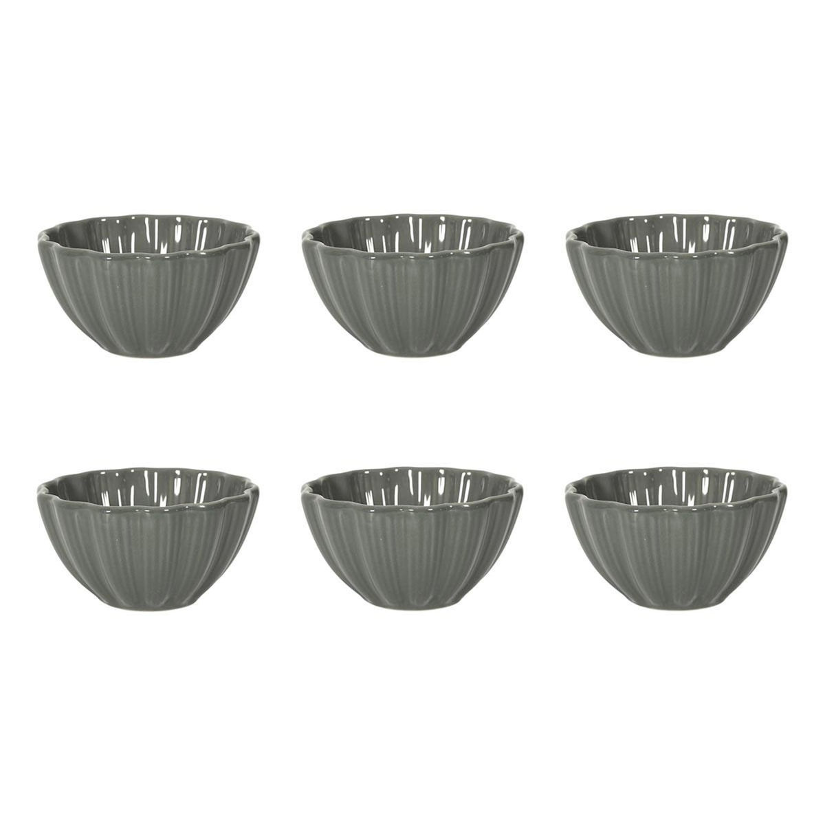 Paris Prix Lot de 6 Bols en Grès  Calista  55cl Gris
